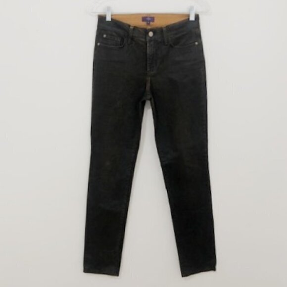 NYDJ Brown Faux Leather Coated Skinny Jeans - Picture 1 of 6